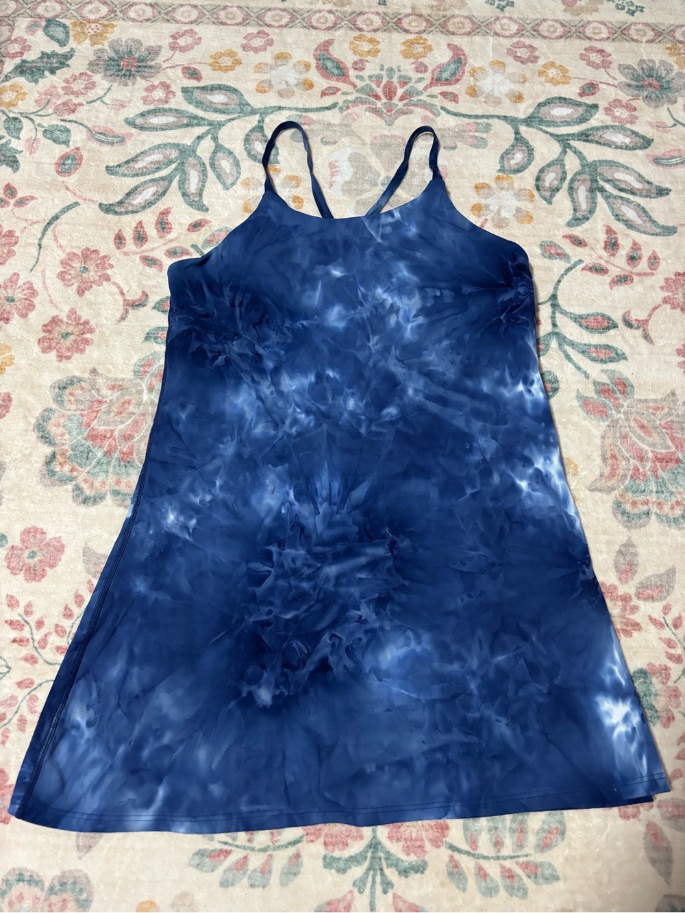 Navy Tie-Dye Athletic Mini Dress with built in shorts